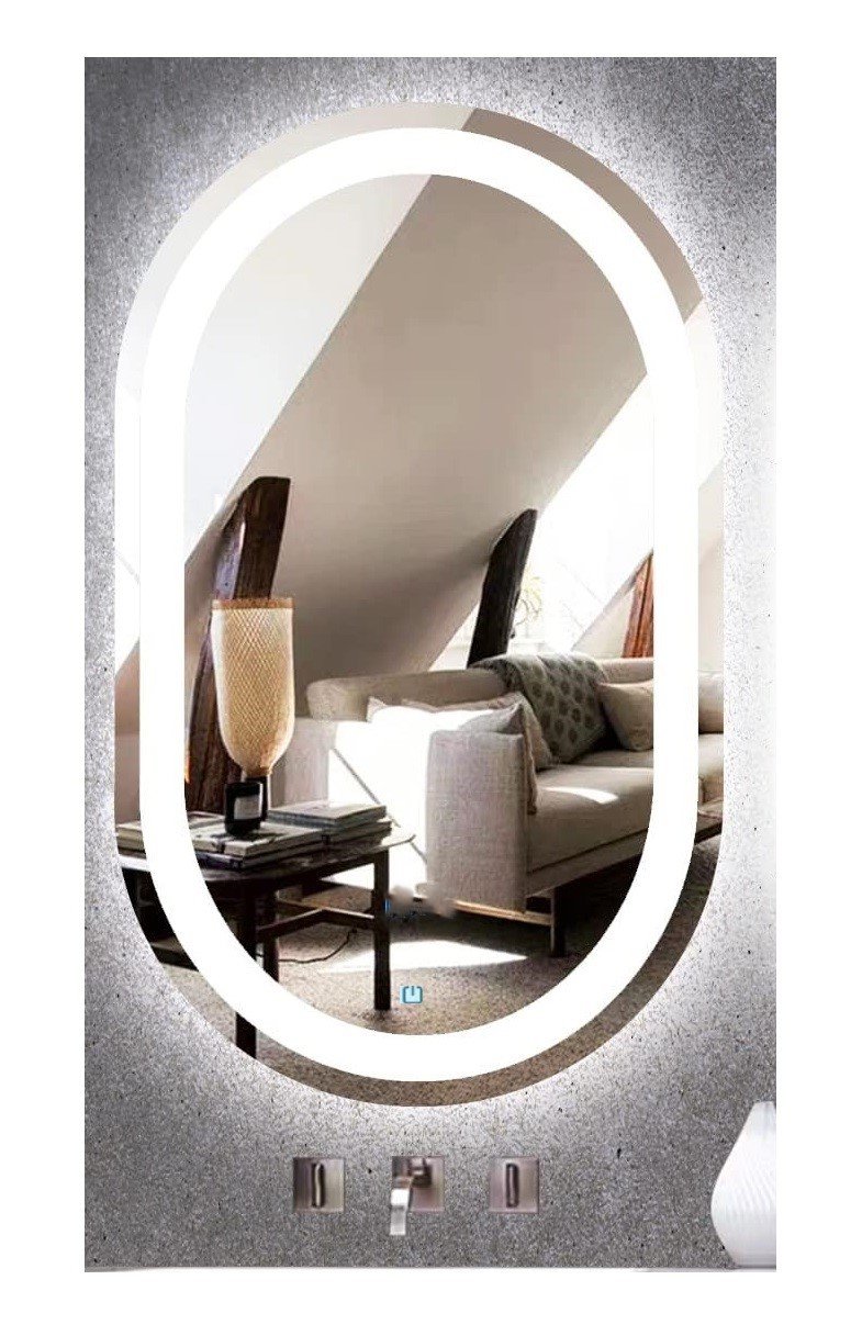 Ver imagem 3 de Espelho Jateado Oval Iluminado com Led Frio Touch 120x70cm