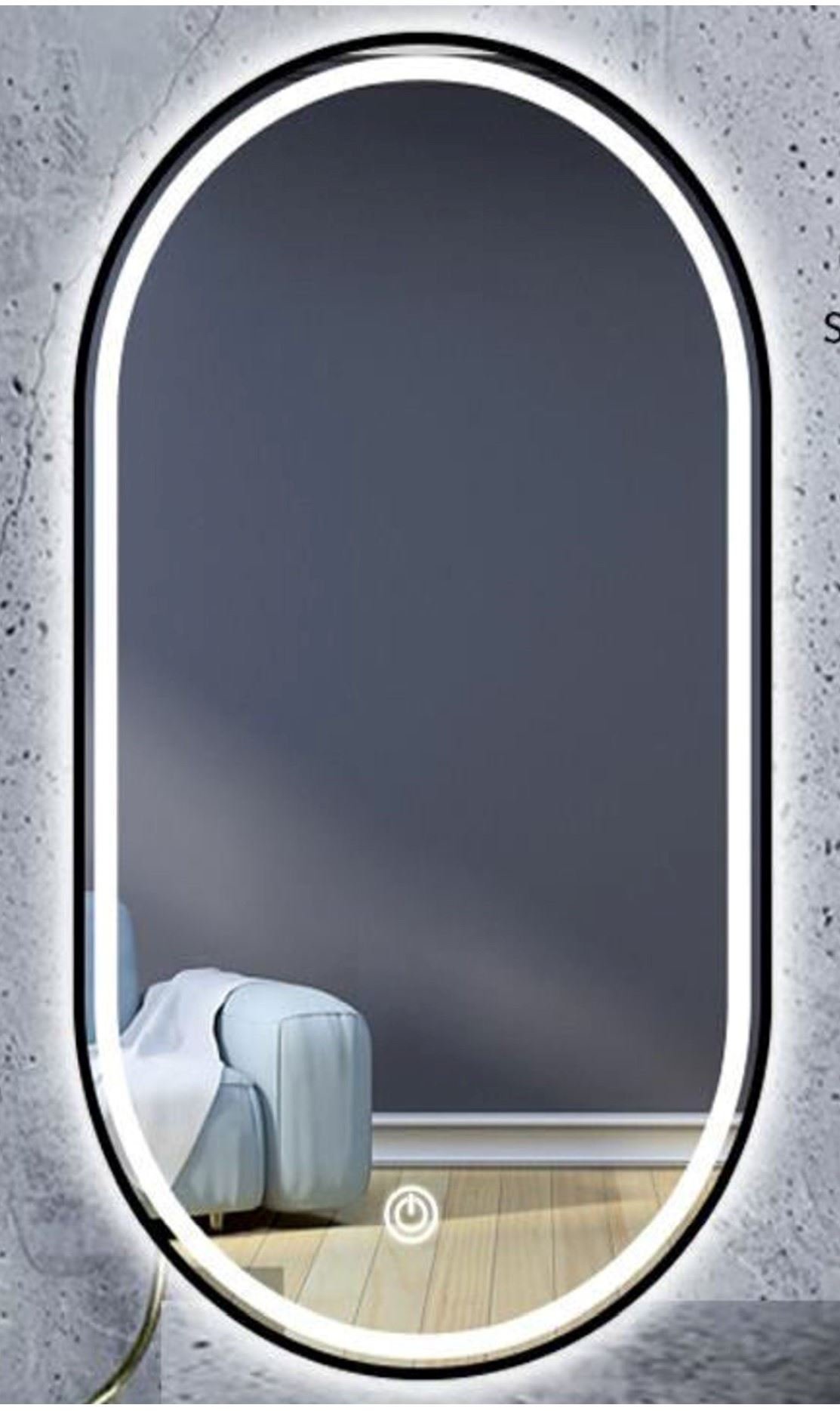 Ver mais imagens de Espelho Jateado Oval Iluminado com Led Frio Touch 120x70cm