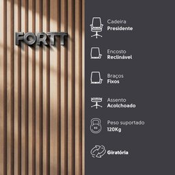 Cadeira de Escritório Presidente Base Cromada com Rodinha Fortt Paris Branca - Cpf02-b - 2