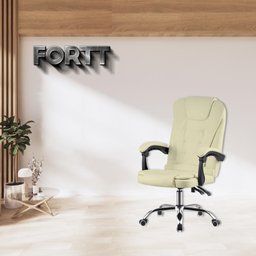 Cadeira de Escritório Presidente Base Cromada com Rodinha Fortt Paris Branca - Cpf02-b - 7