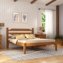 Ver imagem 7 de Conjunto de Quarto 1 Cama 2 Mesas de Cabeceira e Baú Porteira Marrom/Mogno Mel