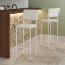 Ver imagem 2 de Kit 4 Banquetas com Encosto Industrial e Moderna Nina Branco e Corino Branco