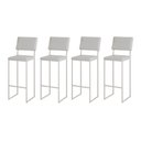Ver imagem 1 de Kit 4 Banquetas com Encosto Industrial e Moderna Nina Branco e Corino Branco