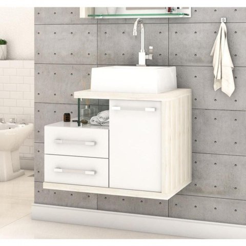 Gabinete Armario P-banheiro (balcao C-cuba Q355) Legno 650 Branco Chess C-snow