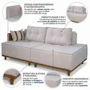 Ver imagem 5 de Sofá Fixo 1,95 - Cama Solteiro Veludo Bege Claro