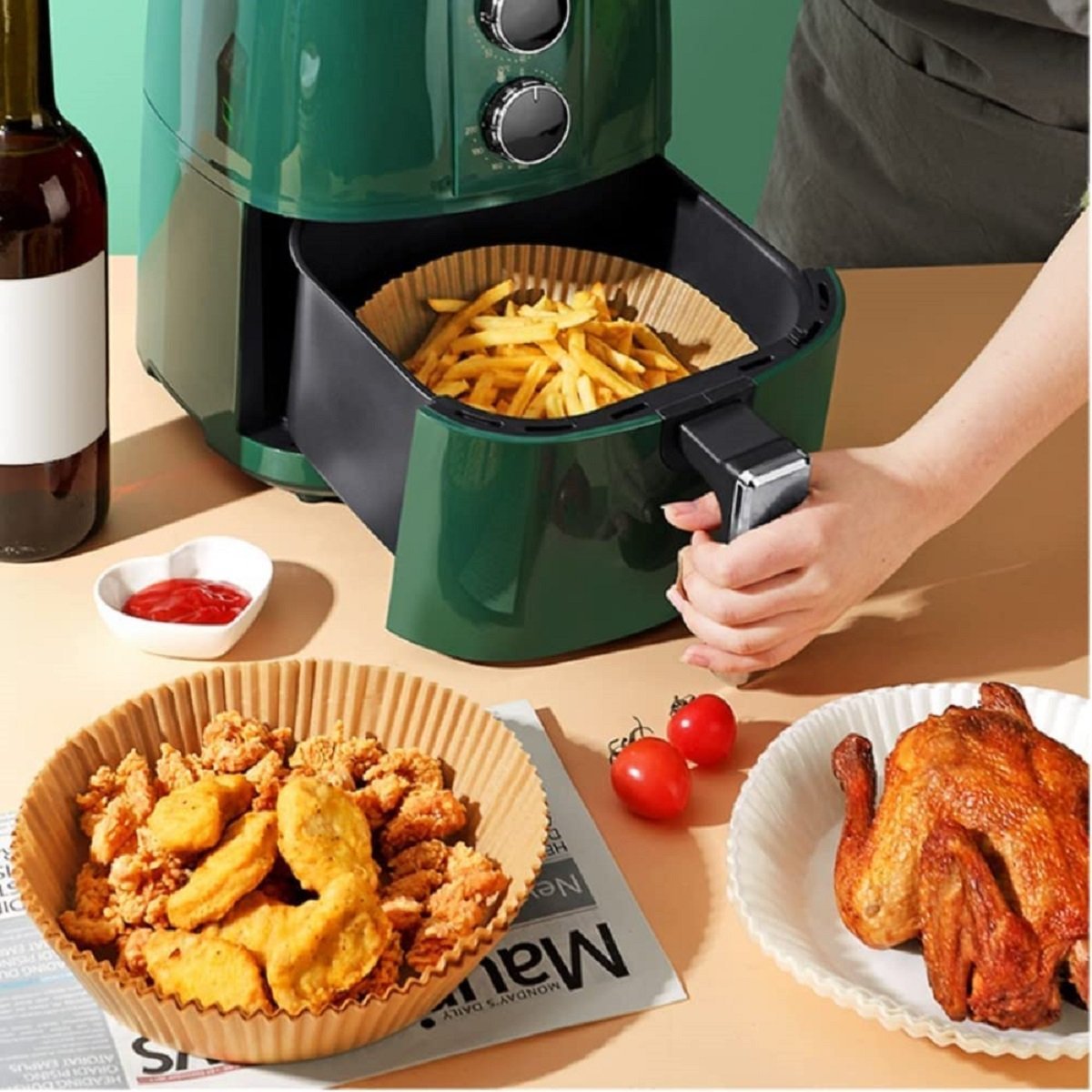 Forro Papel Descartável para Airfryer Fritadeira Kit 100 pçs - 3