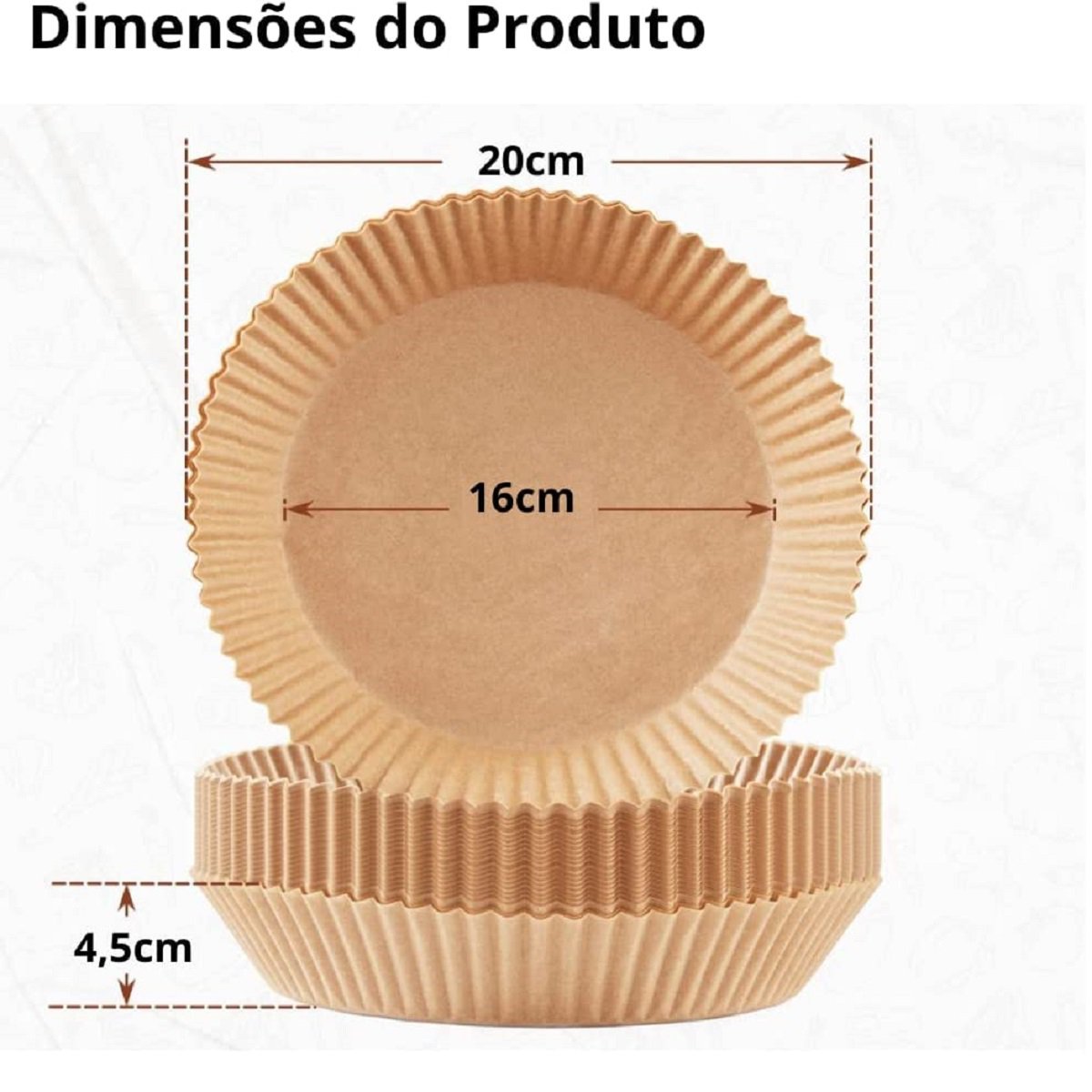 Forro Papel Descartável para Airfryer Fritadeira Kit 100 pçs - 2