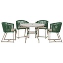 Ver imagem 1 de Mesa com 4 Cadeiras de Jantar Roma 100cm e Noronha em Aluminío Fendi Corda Nautica Estofado 8 Trama