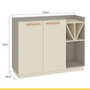 Ver imagem 3 de Aparador Bar para Sala 105 X 85 Cm Adega 2 Portas Nicho Mdp Cinza Champagne - Fellicci
