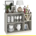 Ver imagem 4 de Aparador Bar para Sala 105 X 85 Cm Adega 2 Portas Nicho Mdp Cinza Champagne - Fellicci