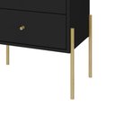 Ver imagem 3 de Mesa de Cabeceira Minimalista com Pés Finos de Ferro - Preto Laca com Puxadores e Pés Dourado