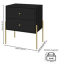 Ver imagem 4 de Mesa de Cabeceira Minimalista com Pés Finos de Ferro - Preto Laca com Puxadores e Pés Dourado