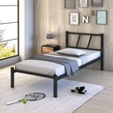 Ver imagem 5 de Cama Solteiro Infinito Preta em Aço Reforçado com Cabeceira Moderna para Quarto Adulto e Hospedagem