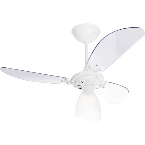 Ventilador de Teto New Cristal Light com 3 Pás Branco de 127 Volts - 383121 - Venti-delta