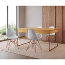 Ver imagem 1 de Mesa Jantar Industrial Retangular Canela 137X90Cm Com 4 Cadeiras Brancas Base Cobre Cor: Canela