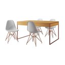 Ver imagem 6 de Mesa Jantar Industrial Retangular Canela 137X90Cm Com 4 Cadeiras Brancas Base Cobre Cor: Canela