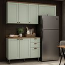 Ver imagem 1 de Cozinha Compacta Flora 6 Portas 3 Gavetas 100% MDF Mint - Genialflex