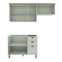 Ver imagem 3 de Cozinha Compacta Flora 6 Portas 3 Gavetas 100% MDF Mint - Genialflex