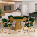 Ver mais imagens de Kit 3 Cadeiras Sala de Jantar e Jogos Carteados Madeira Maciça Poker Veludo Verde/mel G42 - Gran Bel