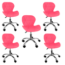 Ver imagem 1 de Kit 5 Cadeiras Slim Office Estofada Base Giratória Cromado 