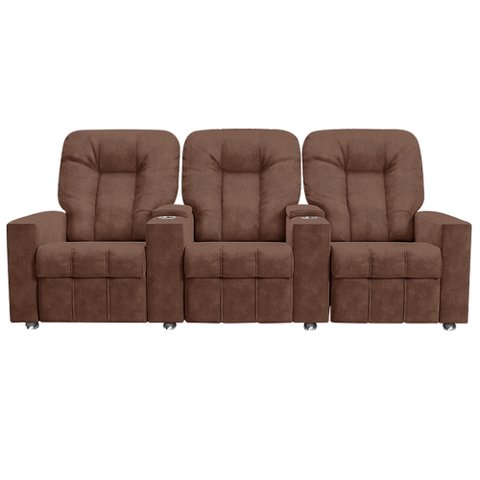 Poltrona Reclinável 3 Lugares para Sala de Cinema Romeo F05 Veludo Terracota - Lyam Decor