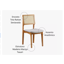 Kit 2 Cadeiras para Mesa de Jantar Madeira Maciça Sextavada:bege/marrom/sextavado - 5
