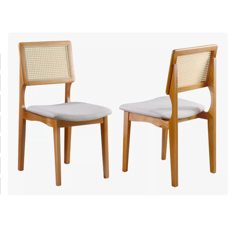 Kit 2 Cadeiras para Mesa de Jantar Madeira Maciça Sextavada:bege/marrom/sextavado