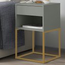 Ver imagem 2 de Kit 02 Mesas de Cabeceira Sofia Estilo Industrial Pé de Aço 1 Gaveta 1 Nicho - Lh Móveis