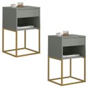 Ver imagem 1 de Kit 02 Mesas de Cabeceira Sofia Estilo Industrial Pé de Aço 1 Gaveta 1 Nicho - Lh Móveis