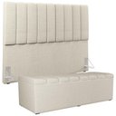 Ver imagem 1 de Kit Cabeceira Cama Box Casal King 195cm com Calçadeira Baú Dália W01 Linho Champagne - Lyam