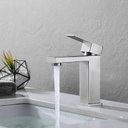 Ver imagem 2 de Torneira Banheiro Monocomando Quadrada Baixa Aço Escovado:Aço Escovado