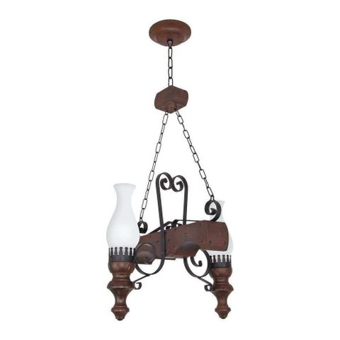 Lustre Rústico Envelhecido 2 Lâmpadas 722e