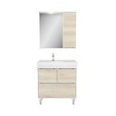 Ver imagem 3 de Armário Conjunto de Banheiro com Gabinete, Cuba e Espelheira e LED Malibu 80 cm Branco/Legno Crema