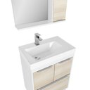 Ver imagem 5 de Armário Conjunto de Banheiro com Gabinete, Cuba e Espelheira e LED Malibu 60 cm Branco/Legno Crema