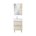 Ver imagem 3 de Armário Conjunto de Banheiro com Gabinete, Cuba e Espelheira e LED Malibu 60 cm Branco/Legno Crema