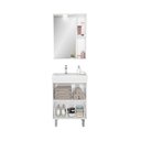 Ver imagem 2 de Armário Conjunto de Banheiro com Gabinete, Cuba e Espelheira e LED Malibu 60 cm Branco/Legno Crema
