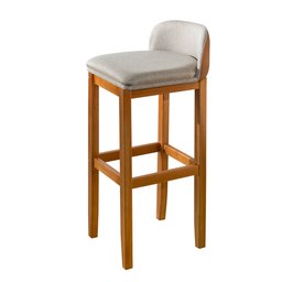 Banqueta Alta Bar Balcão Onix Sofisticada Resistente Banco Área Gourmet Sacada Pés Madeira Cor Bege - 6