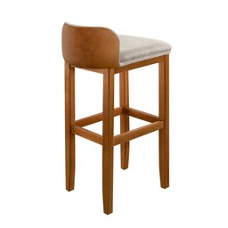 Banqueta Alta Bar Balcão Onix Sofisticada Resistente Banco Área Gourmet Sacada Pés Madeira Cor Bege - 5