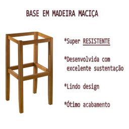 Banqueta Alta Bar Balcão Onix Sofisticada Resistente Banco Área Gourmet Sacada Pés Madeira Cor Bege - 2