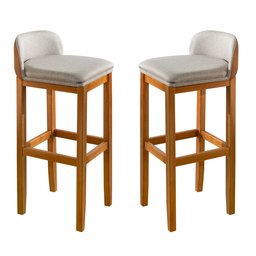 Banqueta Alta Bar Balcão Onix Sofisticada Resistente Banco Área Gourmet Sacada Pés Madeira Cor Bege - 1