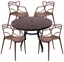 Ver imagem 1 de Conjunto de Jardim Mesa Ripada 1,20m + 4 Cadeiras Aluminio Piscina