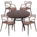 Ver imagem 1 de Conjunto de Jardim Mesa Ripada 1,20m + 4 Cadeiras Aluminio Piscina