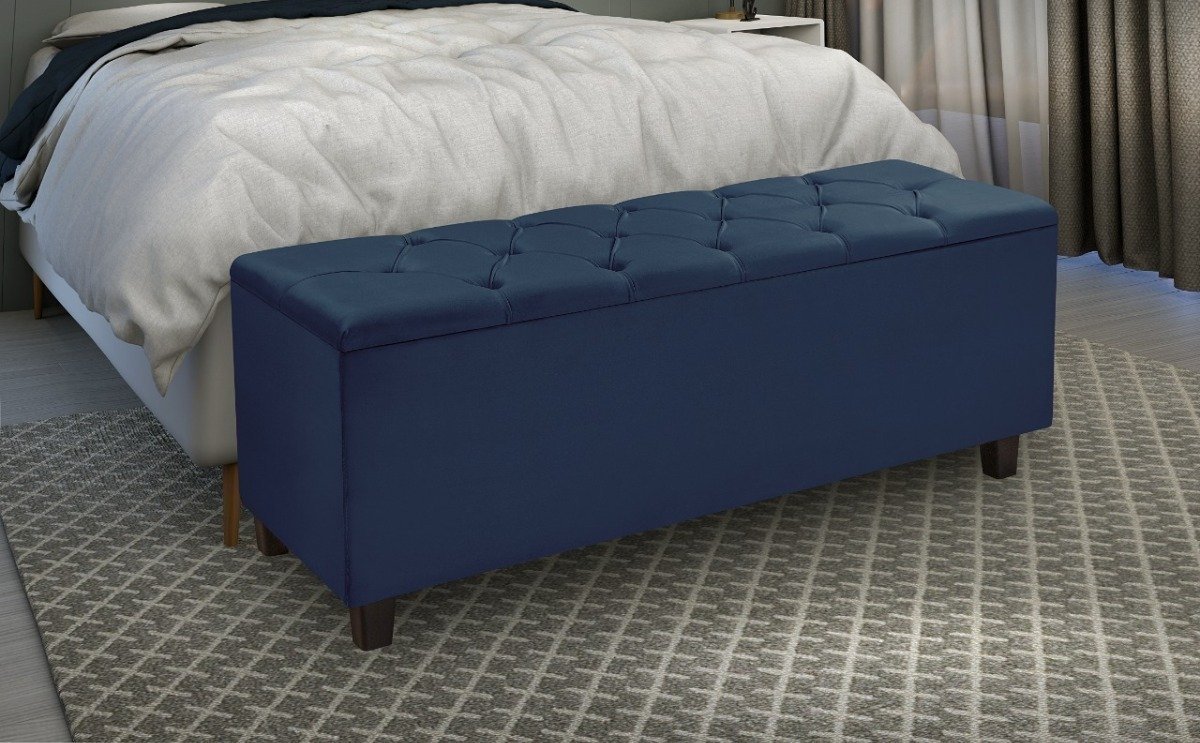 Baú Recamier Quarto Sala Barcelona 150cm - Azul