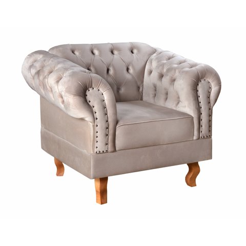 Poltrona Chesterfield Duque Dom Pedro Capitonê - Veludo Capuccino