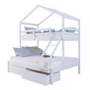 Ver imagem 2 de Beliche Casal/ Solteiro Casinha com Gavetas Madeira Maciça Branco Megamobilia