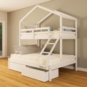Ver imagem 1 de Beliche Casal/ Solteiro Casinha com Gavetas Madeira Maciça Branco Megamobilia
