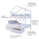 Ver imagem 4 de Beliche Casal/ Solteiro Casinha com Gavetas Madeira Maciça Branco Megamobilia