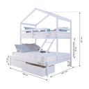Ver imagem 3 de Beliche Casal/ Solteiro Casinha com Gavetas Madeira Maciça Branco Megamobilia