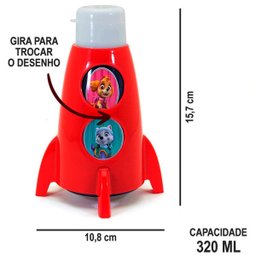 Garrafinha Infantil Foguete Patrulha Canina 320ml Garrafa - 3 Garrafinha Infantil Foguete Patrulha Canina 320ml Garrafa - 3