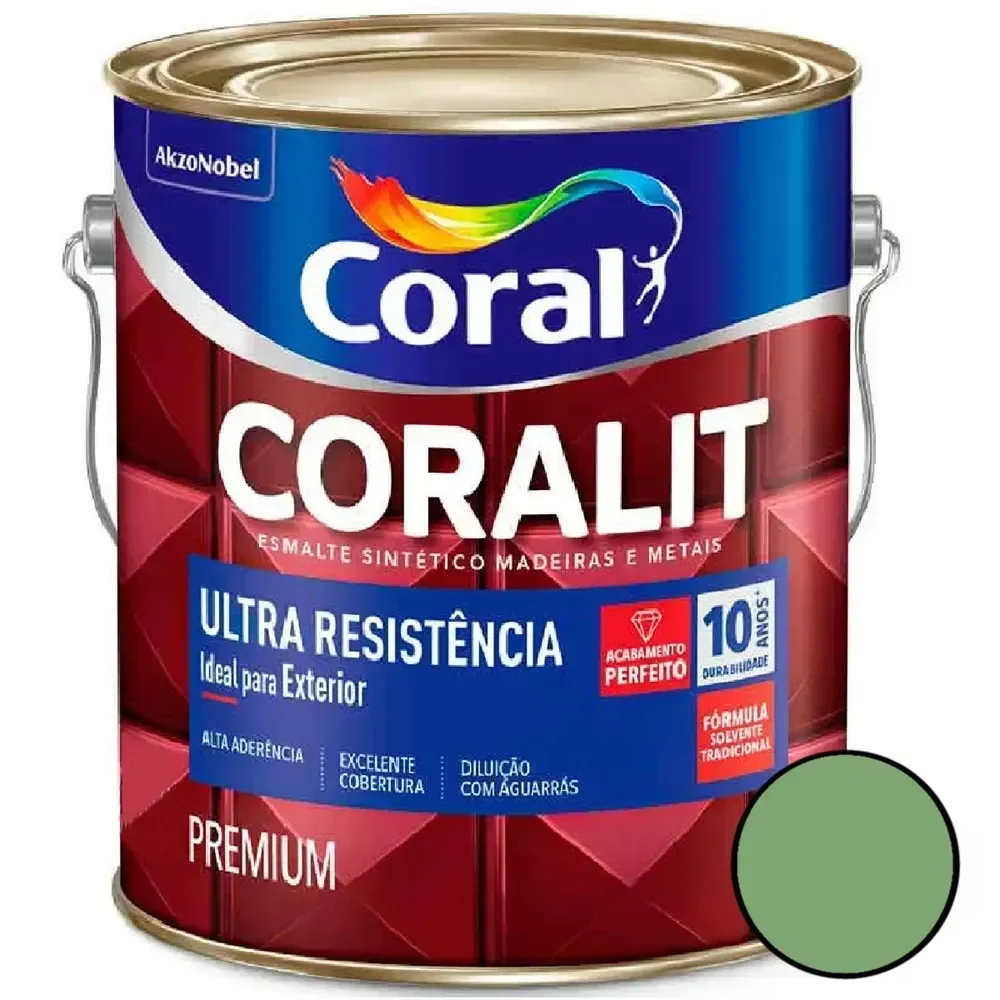 Ver imagem 2 de Esmalte Sintético Coralit Ultra Resistência Alto Brilho 3,6 Litros Verde Nilo - 5202738 - Coral Esma